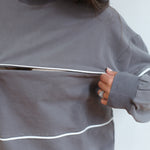 Relaxed Fit Invisible Zipper Breastfeeding Sweatshirt with Piping | Milk & Baby