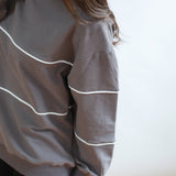 Relaxed Fit Invisible Zipper Breastfeeding Sweatshirt with Piping | Milk & Baby