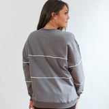 Relaxed Fit Invisible Zipper Breastfeeding Sweatshirt with Piping | Milk & Baby