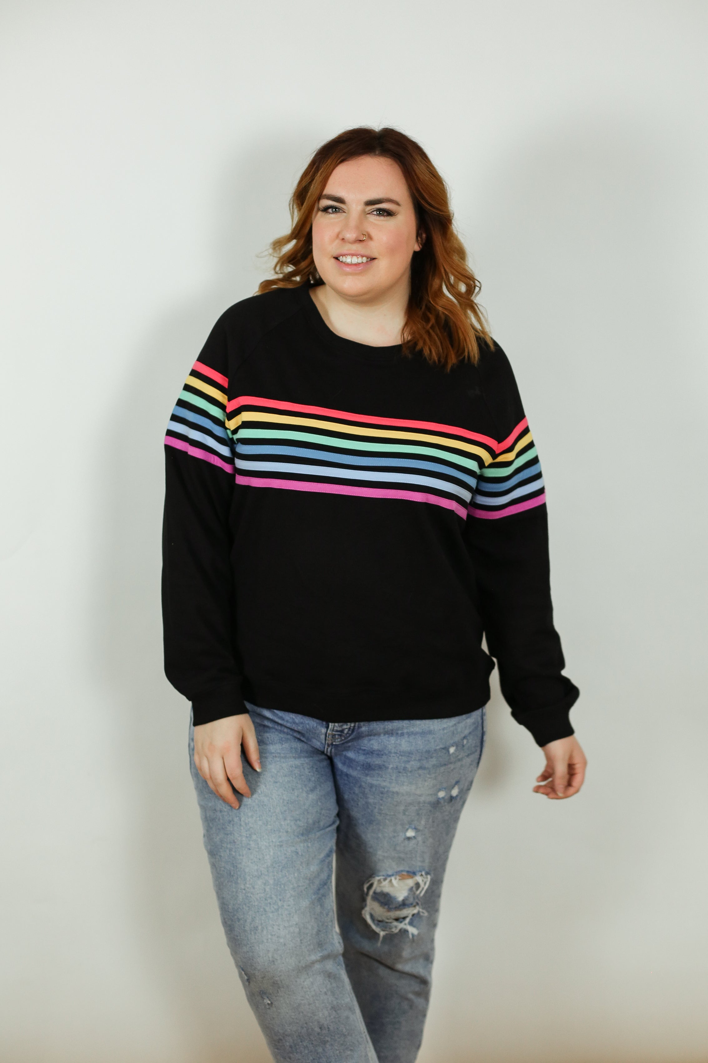 Six Stripe Invisible Zip Breastfeeding Sweatshirt | Milk & Baby