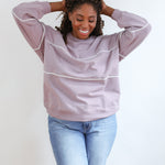 Relaxed Fit Invisible Zipper Breastfeeding Sweatshirt with Piping | Milk & Baby