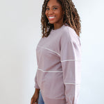 Relaxed Fit Invisible Zipper Breastfeeding Sweatshirt with Piping | Milk & Baby