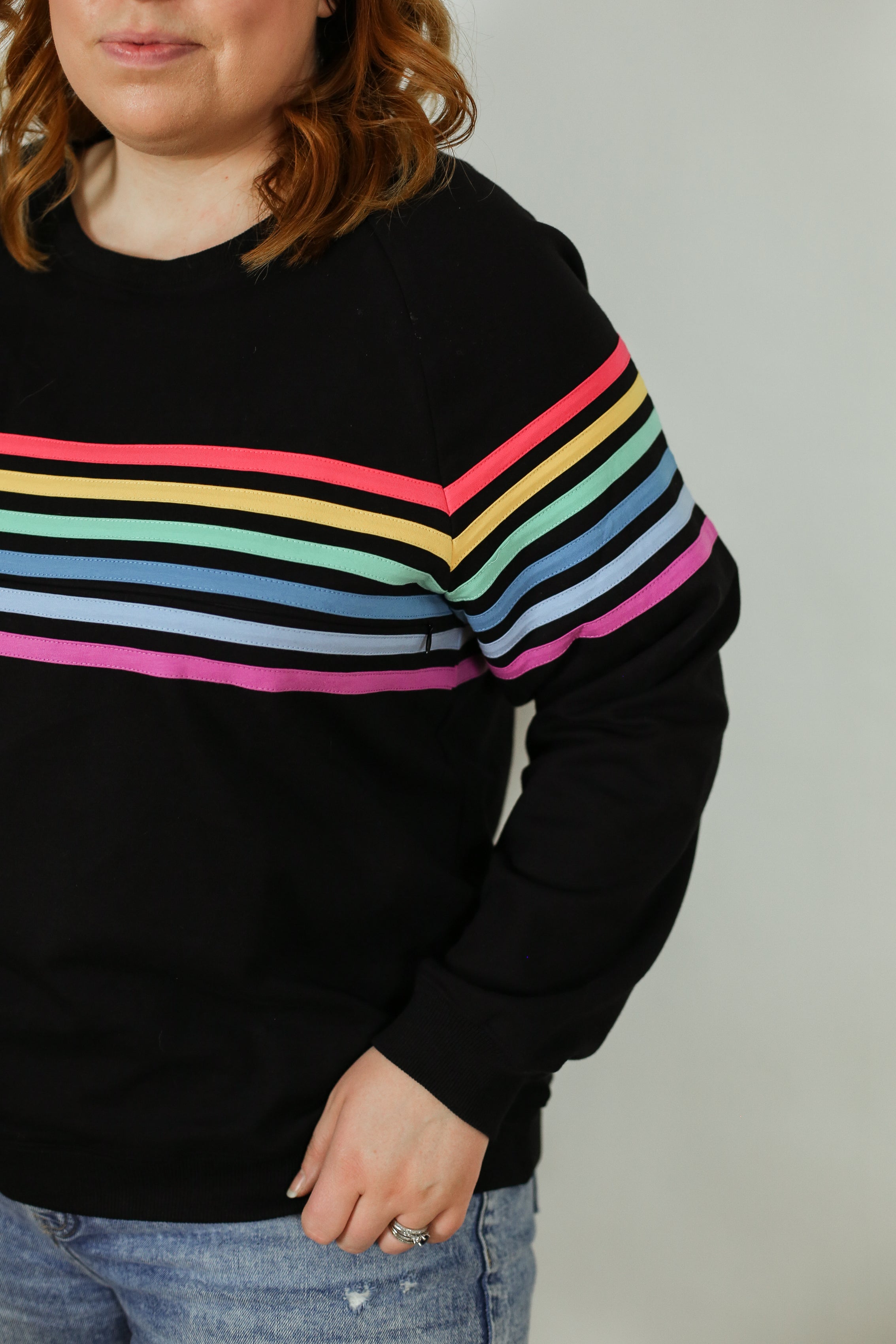 Six Stripe Invisible Zip Breastfeeding Sweatshirt | Milk & Baby