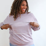 Relaxed Fit Invisible Zipper Breastfeeding Sweatshirt with Piping | Milk & Baby