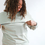 Relaxed Fit Invisible Zipper Breastfeeding Sweatshirt with Piping | Milk & Baby