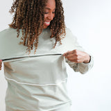 Relaxed Fit Invisible Zipper Breastfeeding Sweatshirt with Piping | Milk & Baby