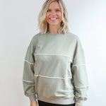 Relaxed Fit Invisible Zipper Breastfeeding Sweatshirt with Piping | Milk & Baby