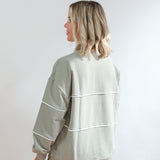 Relaxed Fit Invisible Zipper Breastfeeding Sweatshirt with Piping | Milk & Baby