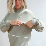 Relaxed Fit Invisible Zipper Breastfeeding Sweatshirt with Piping | Milk & Baby