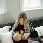 Six Stripe Invisible Zip Breastfeeding Sweatshirt | Milk & Baby