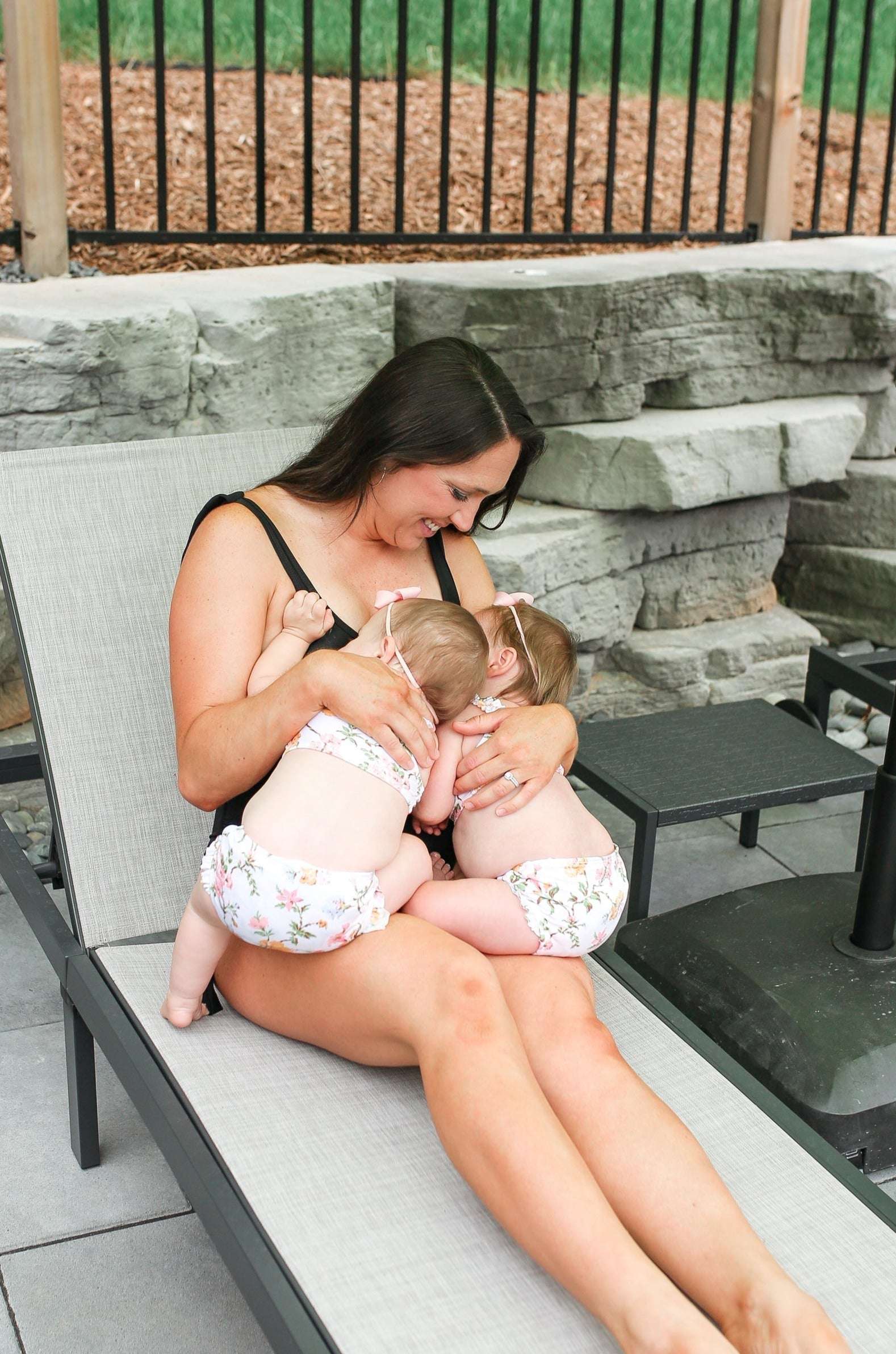 Ribbed One Piece Tie Shoulder Breastfeeding Swimsuit Milk & Baby
