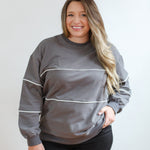 Relaxed Fit Invisible Zipper Breastfeeding Sweatshirt with Piping | Milk & Baby