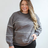 Relaxed Fit Invisible Zipper Breastfeeding Sweatshirt with Piping | Milk & Baby