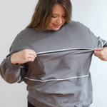 Relaxed Fit Invisible Zipper Breastfeeding Sweatshirt with Piping | Milk & Baby
