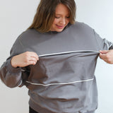 Relaxed Fit Invisible Zipper Breastfeeding Sweatshirt with Piping | Milk & Baby