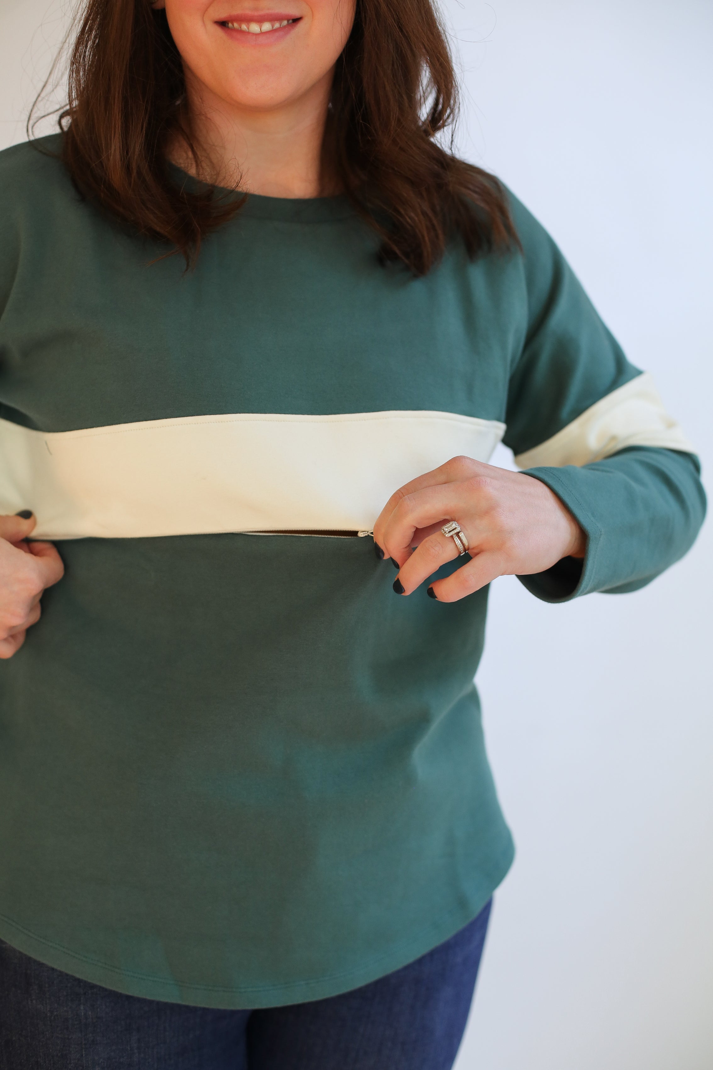 Varsity Dual Zip Breastfeeding Long Sleeve | Milk & Baby