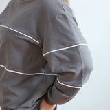 Relaxed Fit Invisible Zipper Breastfeeding Sweatshirt with Piping | Milk & Baby
