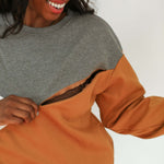 Velour Interior Diagonal Zip Breastfeeding Sweatshirt | Milk & Baby