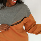 Velour Interior Diagonal Zip Breastfeeding Sweatshirt | Milk & Baby