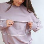 Relaxed Fit Invisible Zipper Breastfeeding Sweatshirt with Piping | Milk & Baby