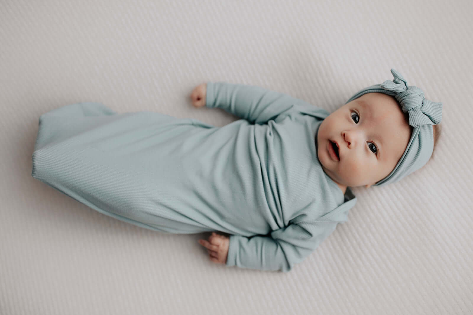 Blue Bird Ribbed Knotted Gown | Milk & Baby