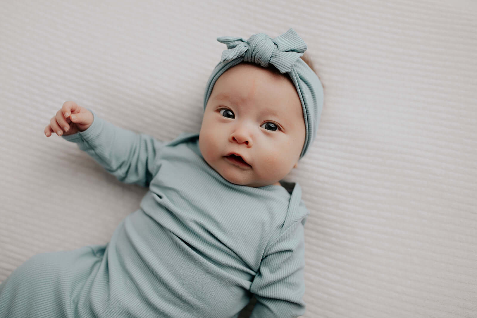 Blue Bird Ribbed Knotted Gown | Milk & Baby