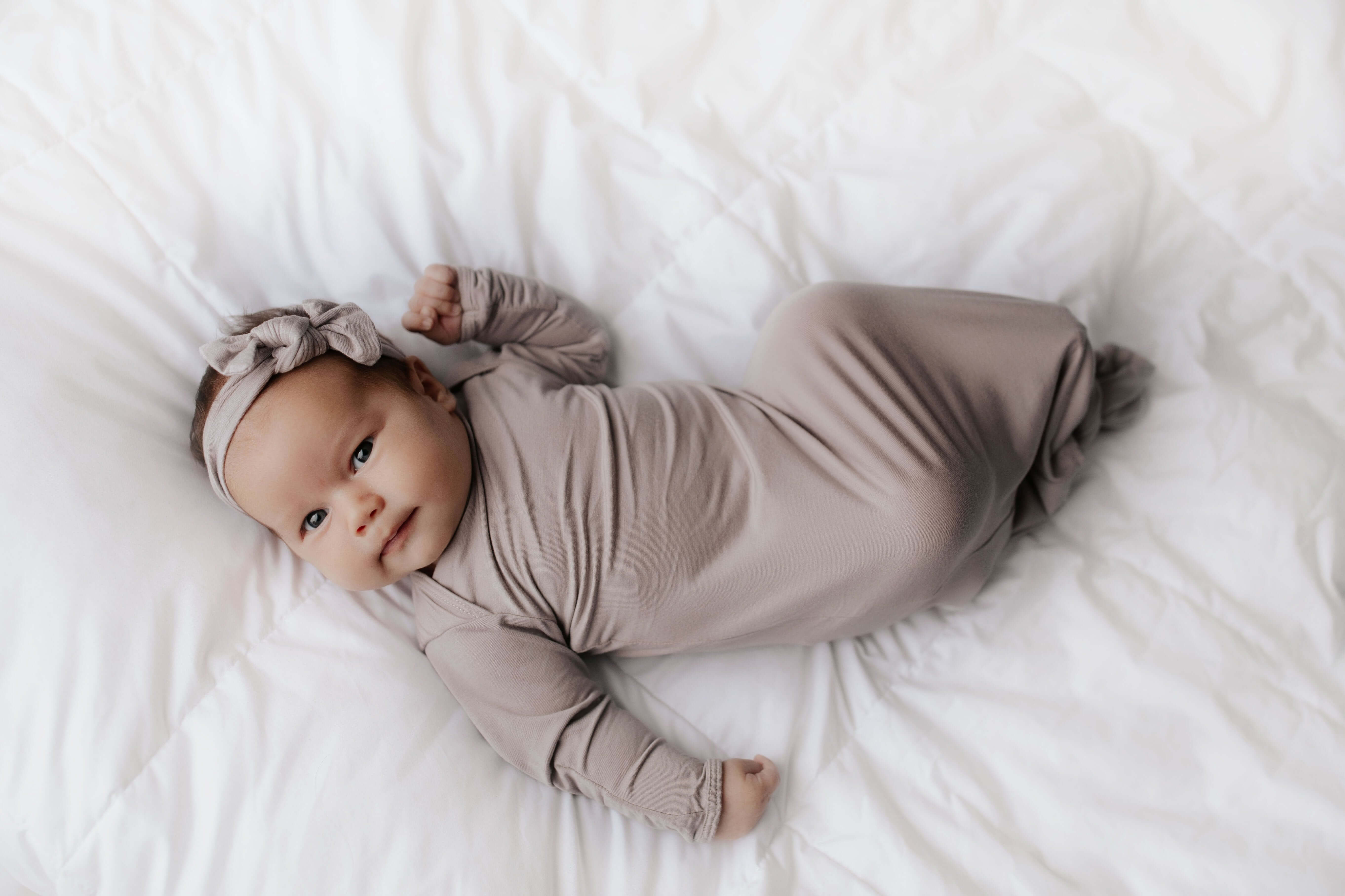 Harbor Mist Knotted Newborn Baby Gown | Milk & Baby