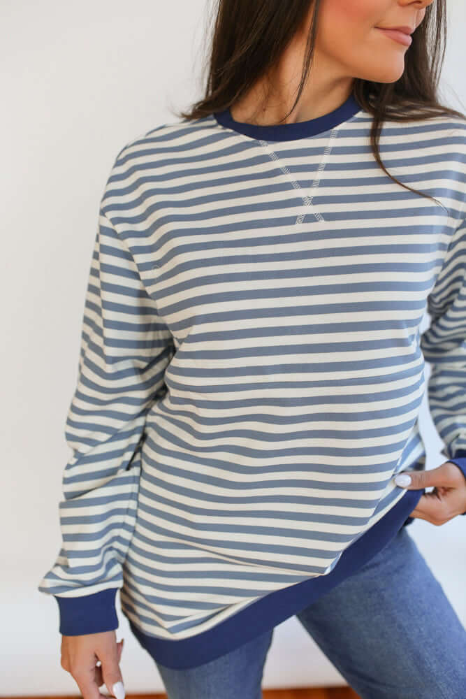 Relaxed Fit Freestyle Stripe Breastfeeding Sweatshirt | Milk & Baby