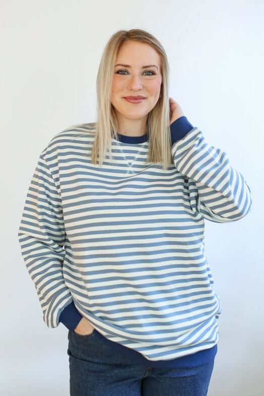 Relaxed Fit Freestyle Stripe Breastfeeding Sweatshirt | Milk & Baby