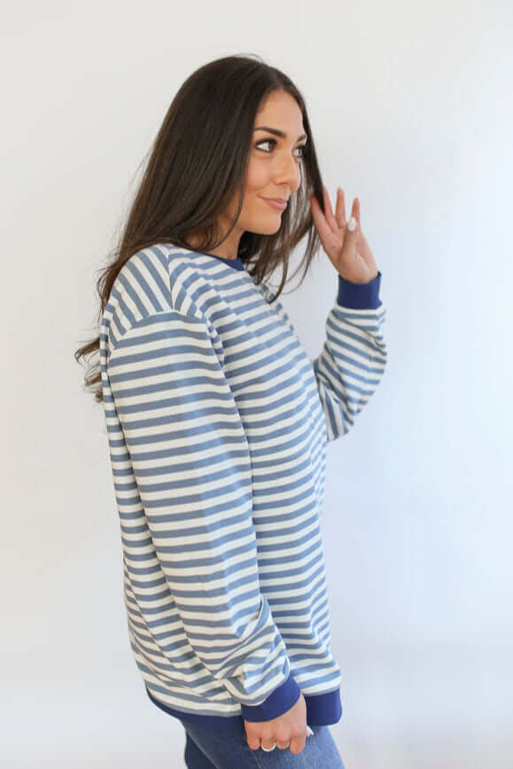 Relaxed Fit Freestyle Stripe Breastfeeding Sweatshirt | Milk & Baby