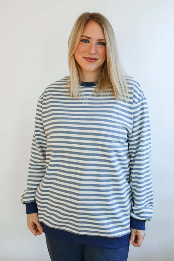 Relaxed Fit Freestyle Stripe Breastfeeding Sweatshirt | Milk & Baby