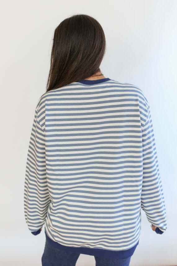 Relaxed Fit Freestyle Stripe Breastfeeding Sweatshirt | Milk & Baby