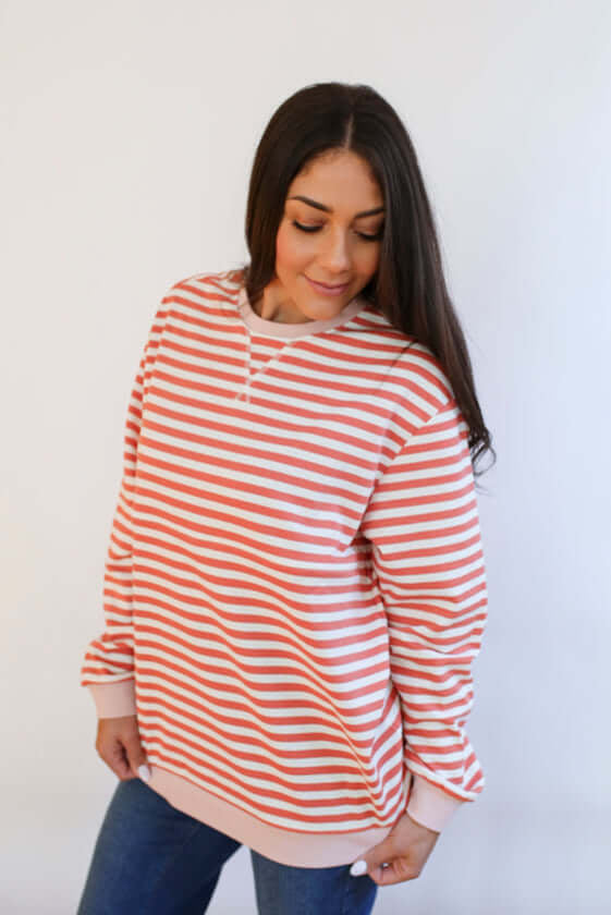 Relaxed Fit Freestyle Stripe Breastfeeding Sweatshirt | Milk & Baby