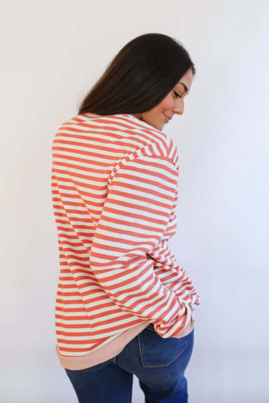 Relaxed Fit Freestyle Stripe Breastfeeding Sweatshirt | Milk & Baby