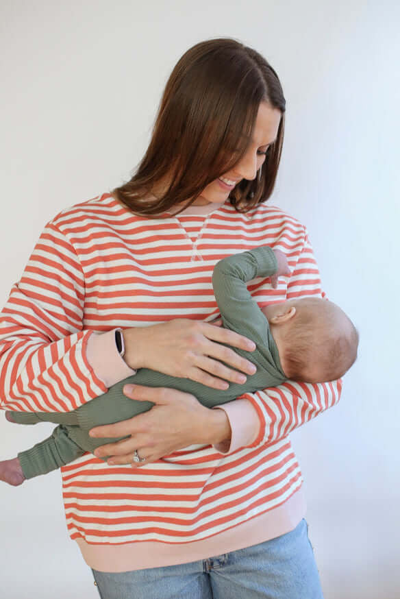 Relaxed Fit Freestyle Stripe Breastfeeding Sweatshirt | Milk & Baby