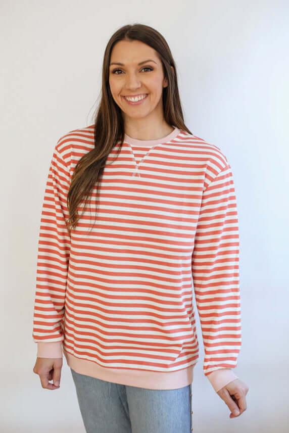 Relaxed Fit Freestyle Stripe Breastfeeding Sweatshirt | Milk & Baby
