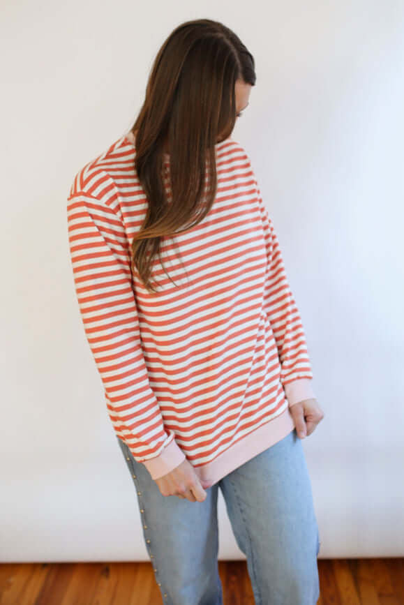 Relaxed Fit Freestyle Stripe Breastfeeding Sweatshirt | Milk & Baby