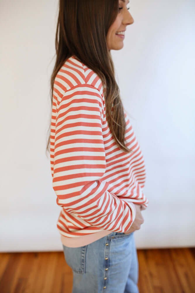 Relaxed Fit Freestyle Stripe Breastfeeding Sweatshirt | Milk & Baby