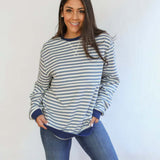 Relaxed Fit Freestyle Stripe Breastfeeding Sweatshirt | Milk & Baby