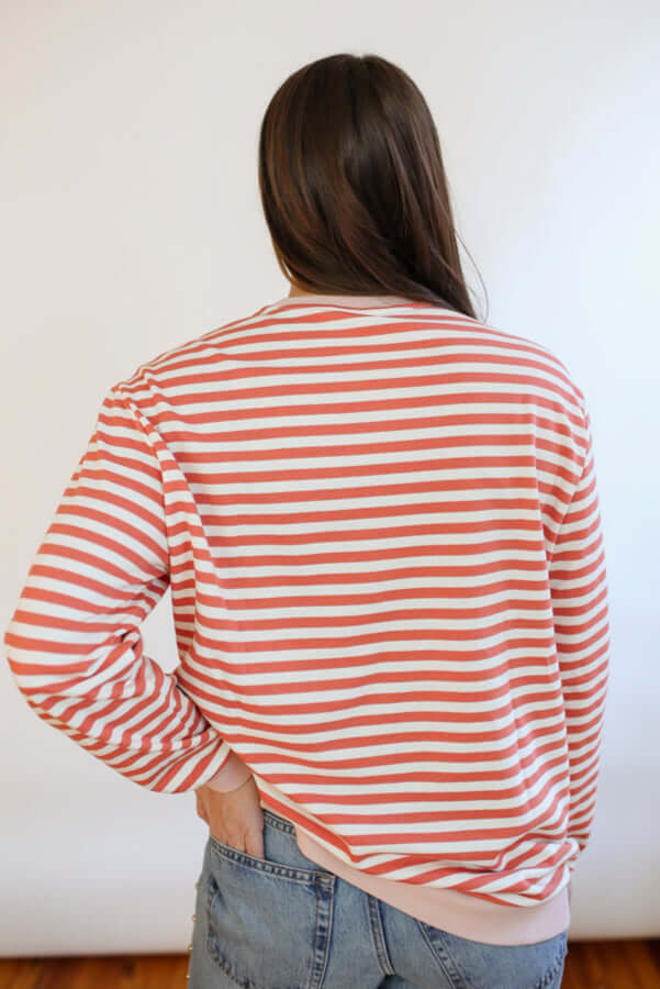 Relaxed Fit Freestyle Stripe Breastfeeding Sweatshirt | Milk & Baby