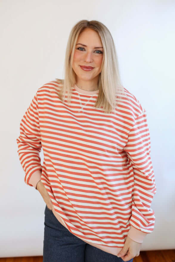Relaxed Fit Freestyle Stripe Breastfeeding Sweatshirt | Milk & Baby