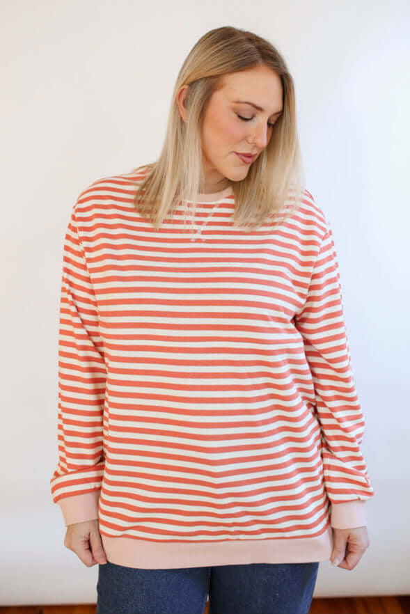 Relaxed Fit Freestyle Stripe Breastfeeding Sweatshirt | Milk & Baby