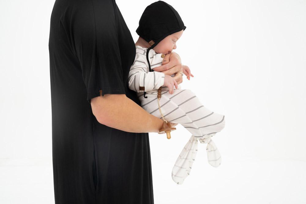 Onyx Striped Everything Knotted Newborn Gown | Milk & Baby
