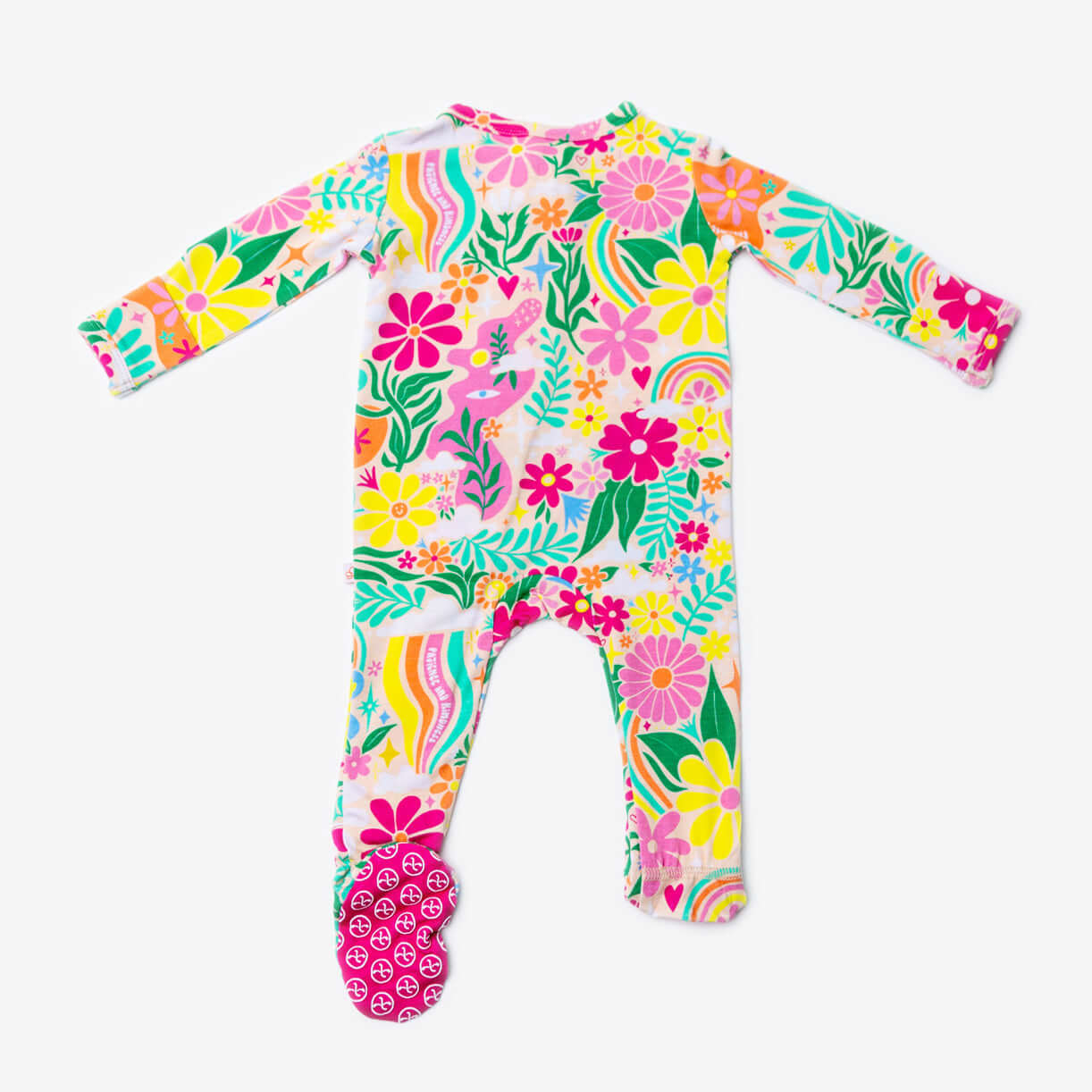 Rainbow Daisy Babe | Bamboo Footie Onesie Sleeper | "Patience & Kindness" | Milk & Baby