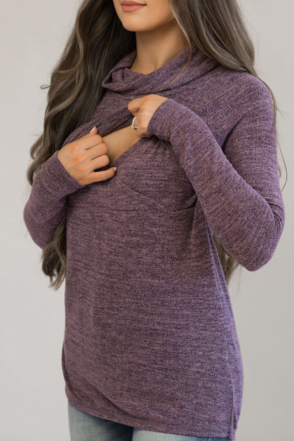 Nursing Sweater With Asymmetrical Flap | Purple Milk & Baby