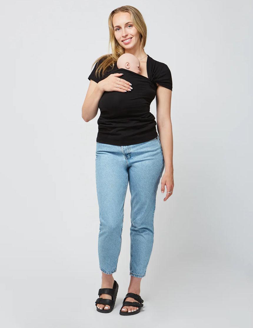 Skin To Skin Kangaroo T-Shirt & Nursing Top | Black | Milk & Baby