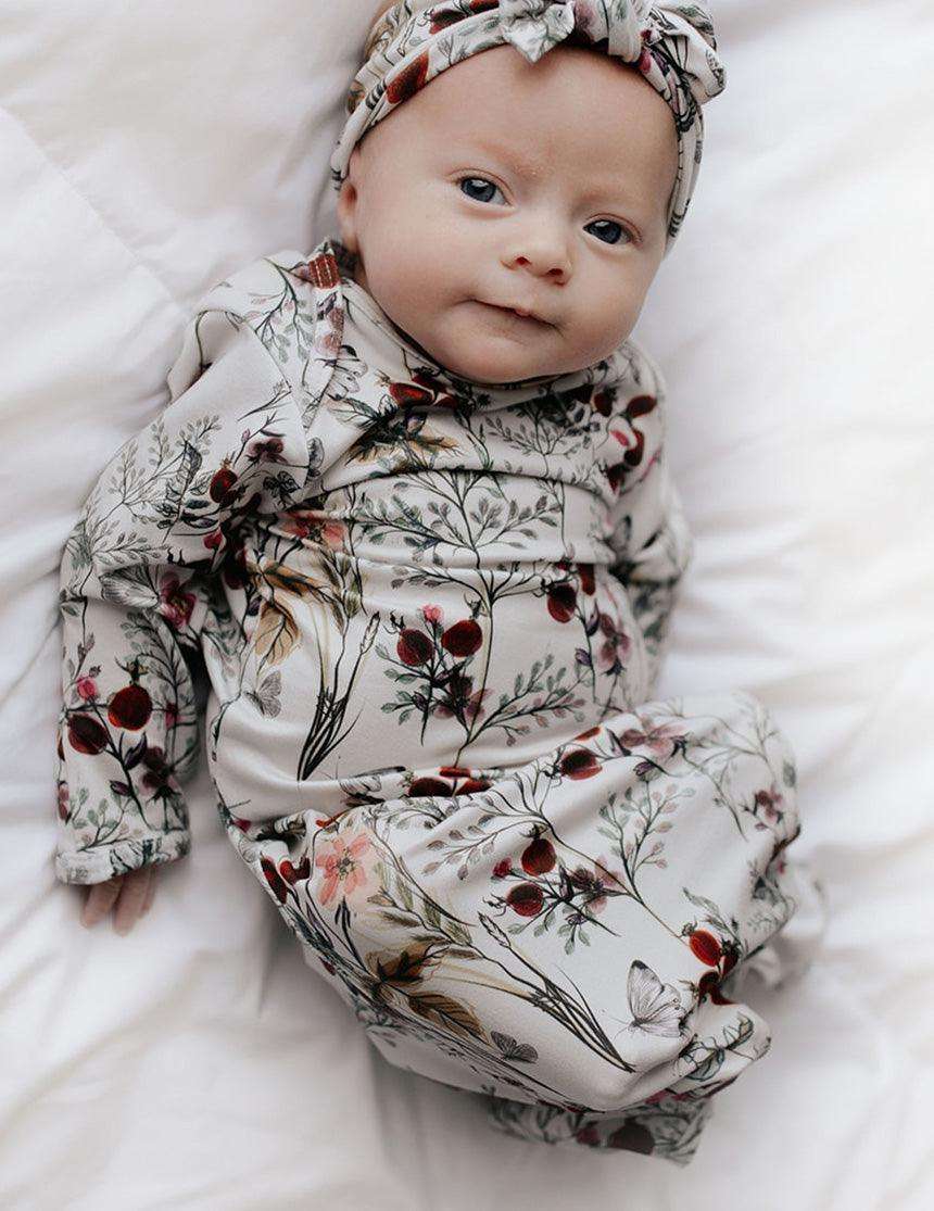 Floral | Knotted Gown Set Milk & Baby