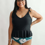 Tie Shoulder Breastfeeding Peplum Tankini Swimsuit Top | Milk & Baby