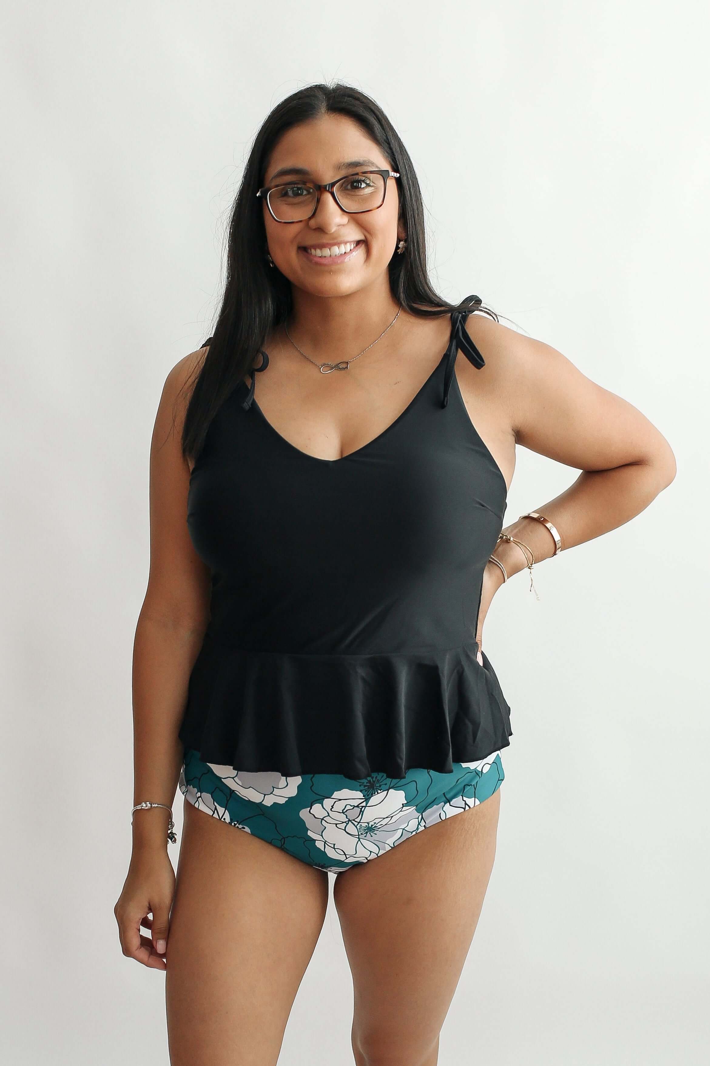 Tie Shoulder Breastfeeding Peplum Tankini Swimsuit Top | Milk & Baby