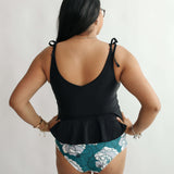 Tie Shoulder Breastfeeding Peplum Tankini Swimsuit Top | Milk & Baby